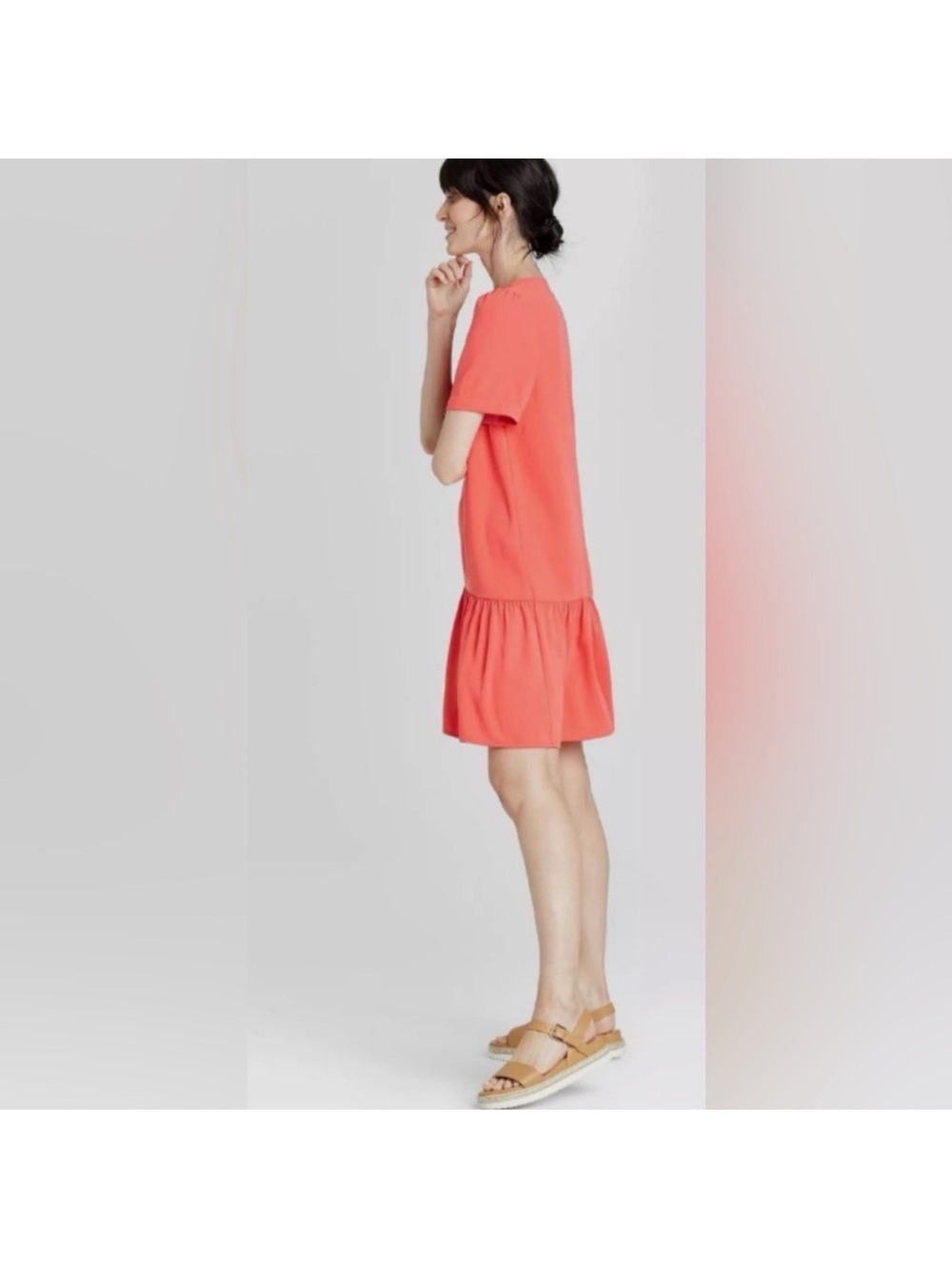 a new day Coral Short Sleeve Drop-Waist Dress